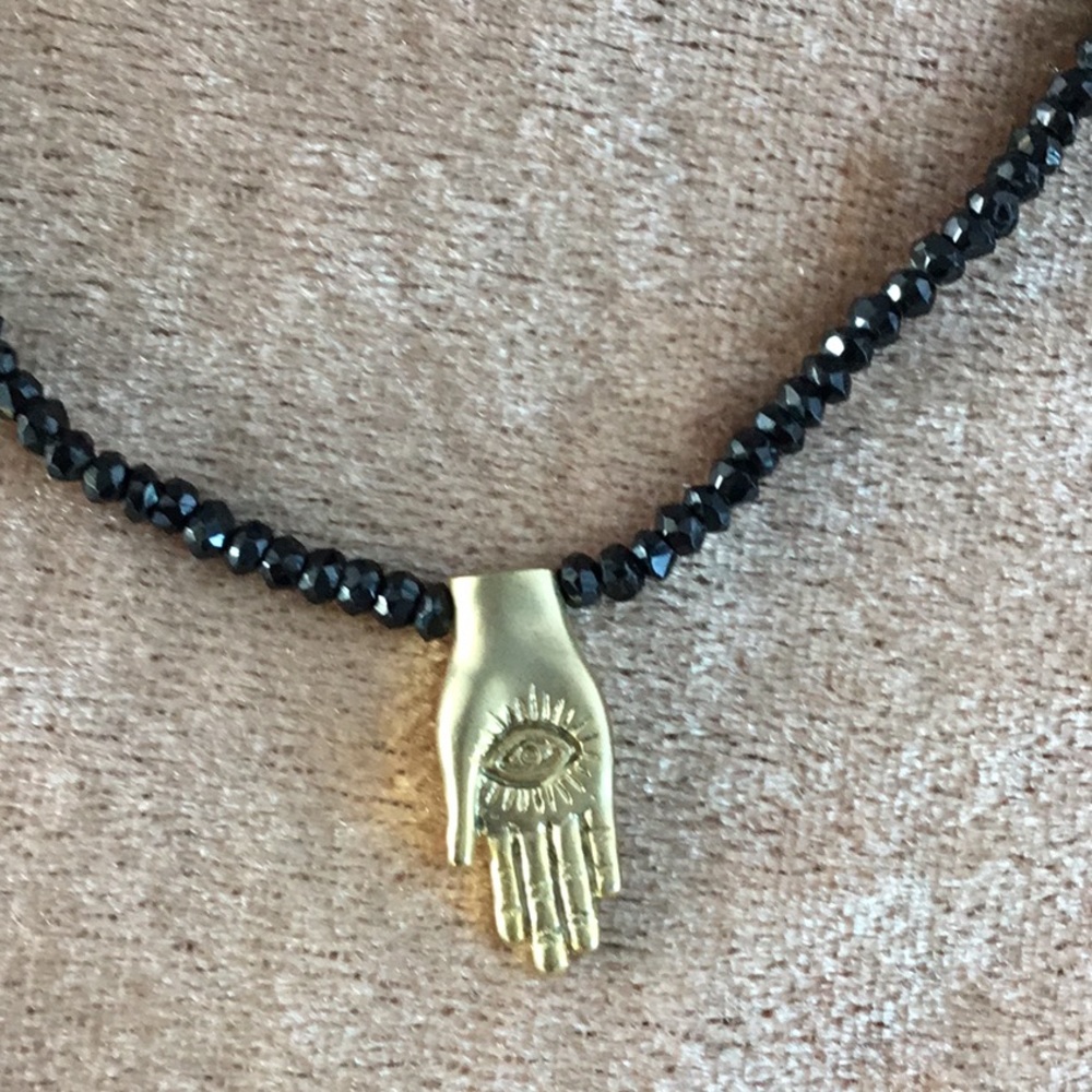 Pascale onyx bead choker with gold pendant